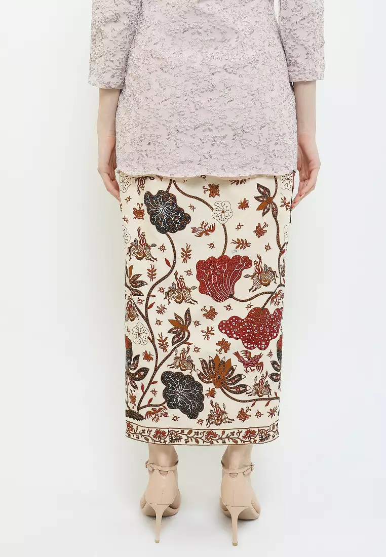 Rok Warp Skirt Span Bawahan Batik Wanita Kahiyang Katun Cream