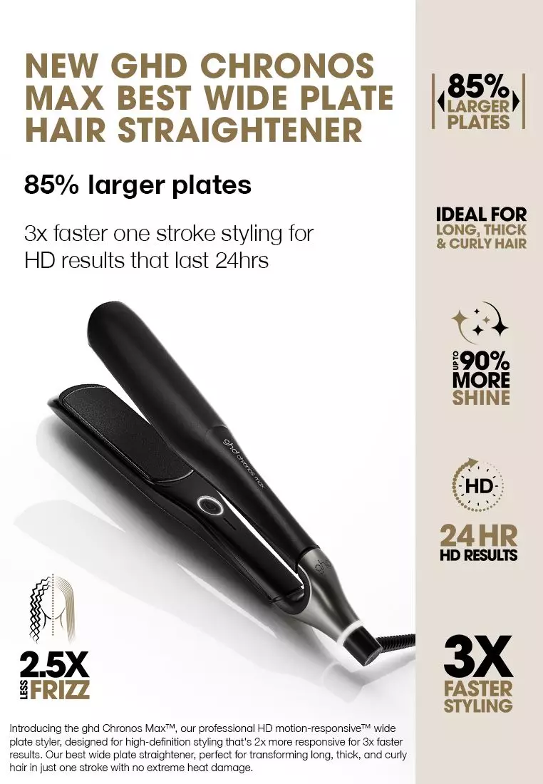 NEW GHD Chronos Max Best Wide Plate Hair Straightener - Black (43mm)