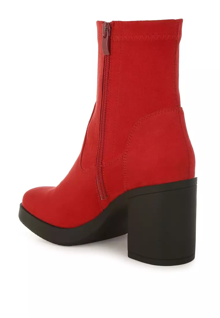 Sepatu Bot Kaus Kaki Mikrofiber Warna Merah