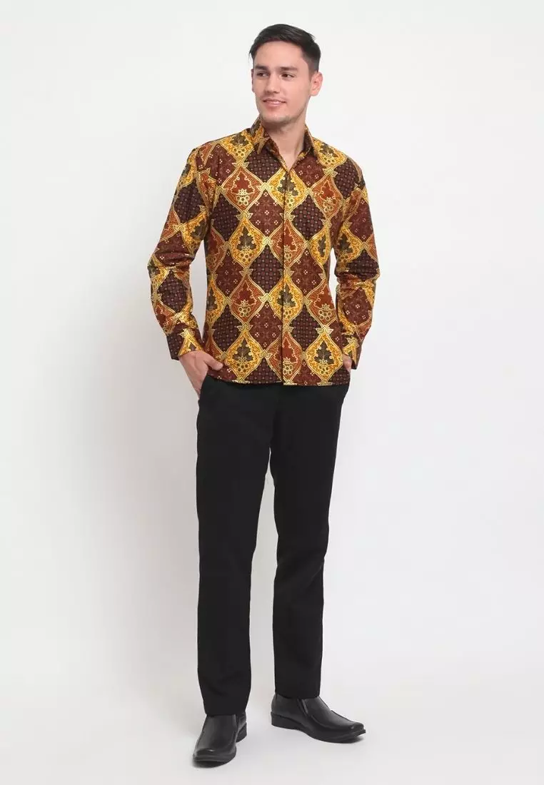 Gold Cube Kemeja Batik Pria Modern Lengan Panjang