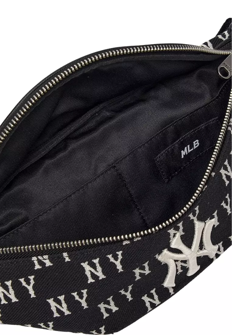 ★MLB Korea★ Classic Monogram Jacquard Hip Sack NY LCharcoa Jual MLB Korea Classic Monogram Jacquard Hipsack - NY Black