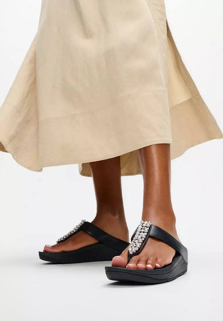 Fino Pearls-And-Crystal Toe-Post Sandals
