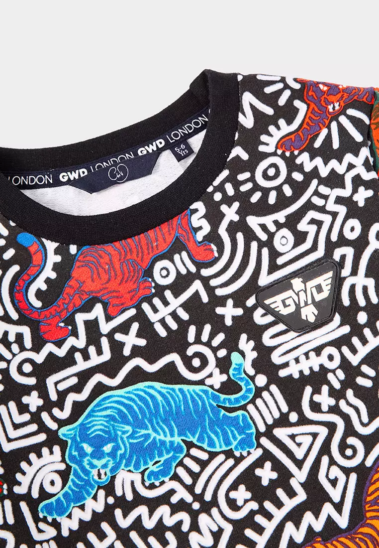 Ebisu  Multi-Print Tiger Sweater