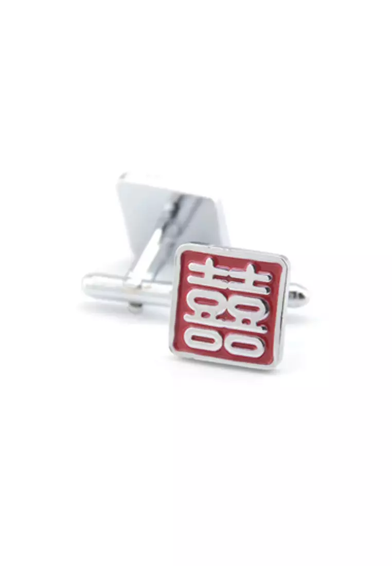 Double Happiness Silver Wedding Men Cufflinks (UPKC10072a)