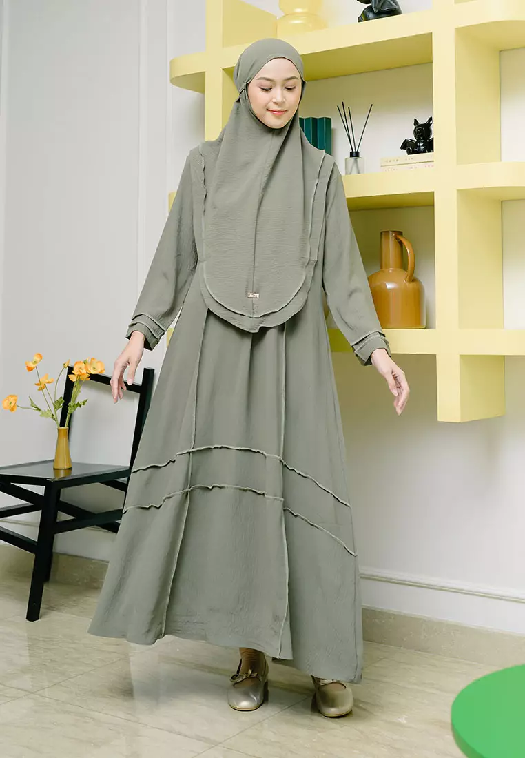 Khansa Abaya Set Soft Army