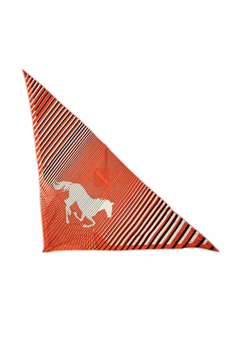 Pre-Loved Hermès Triangular H Au Galop Silk Scarf