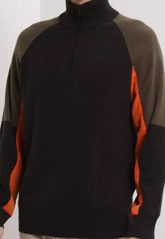 Color-Block Hybrid Half-Zip Jacket