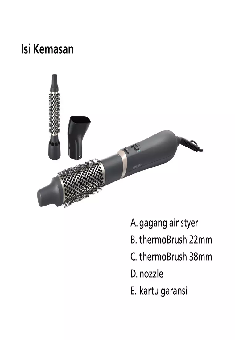 Philips  | Airstyler  | Catokan Curly | Rambut Ekstra Shiny Seperti dari Salon | 3 Aksesoris | BHA301/00