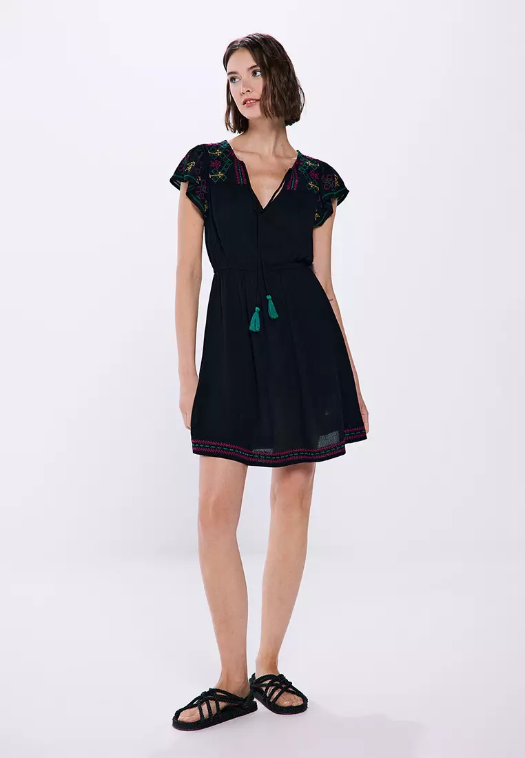 Buy Springfield Short Dress with Embroidered Bamboo 2025 Online ...
