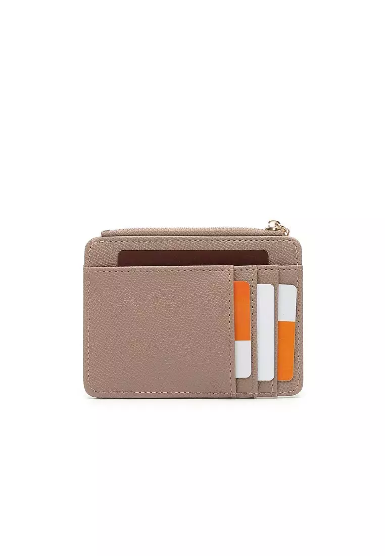 Women's Card Holder With Coin Compartment - Dark Beige