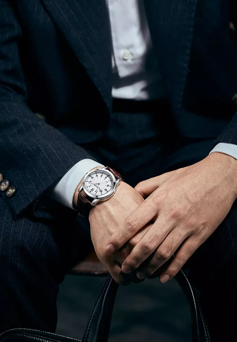 Jam Tangan Pria Original Klasik Gaya Jam Tangan Cowok Anti Air Kuarsa Tali Kulit Jam Pria 7009 brown white