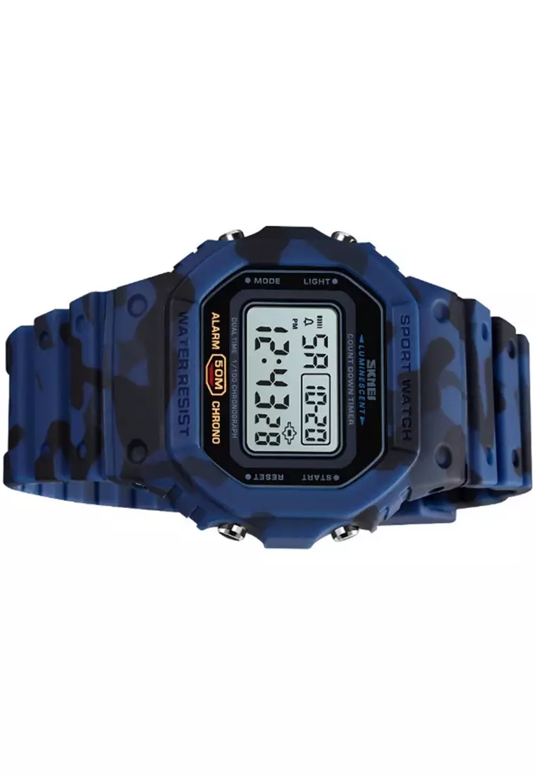 Jam Tangan Digital Pria Design Sporty Many Function Waterproof 50m Strap Tali Material PU ZQ62 ORIGINAL