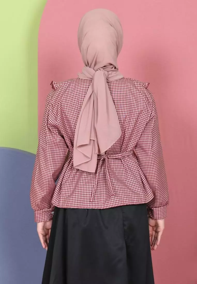 Tya Square Collar Shirt - Maroon M19179 R78S2