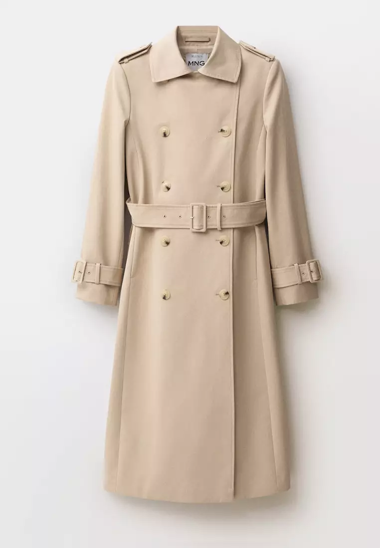 Double-Button Cotton Trench Coat