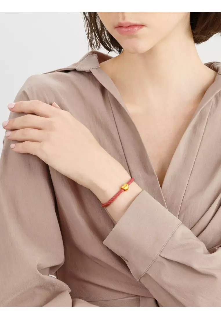 999 24K Solid Gold Love Heart Shaped Charm 81322C (Bracelet not included)