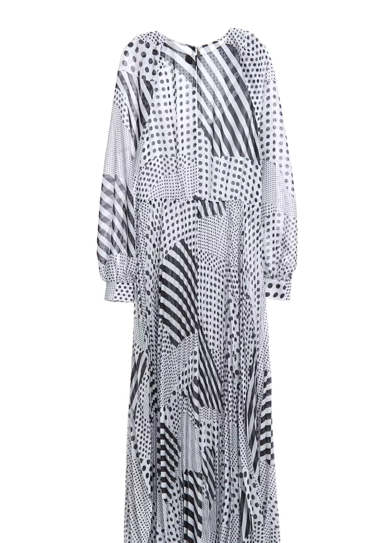 Buy iROO Contrast Dotted With Stripe Print Dress 2024 Online