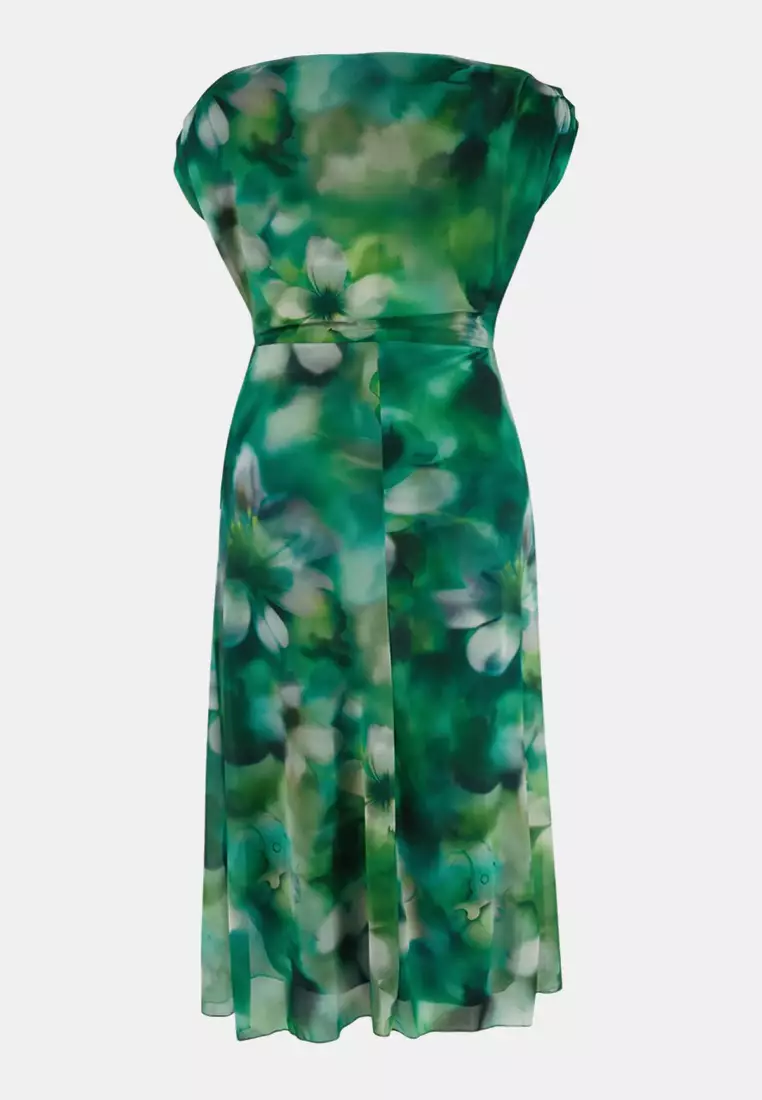 Green Midi Bodycone Tulle Knitted Plus Size Dress Tbbss25Ah00249