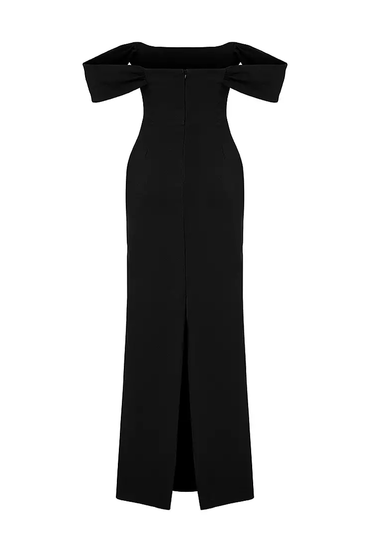 Off-Shoulder Slit Maxi Dress