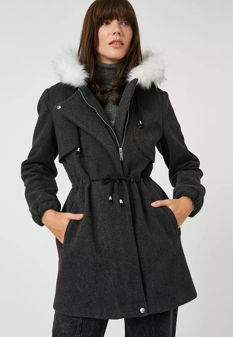 Faux Fur Hooded Coat