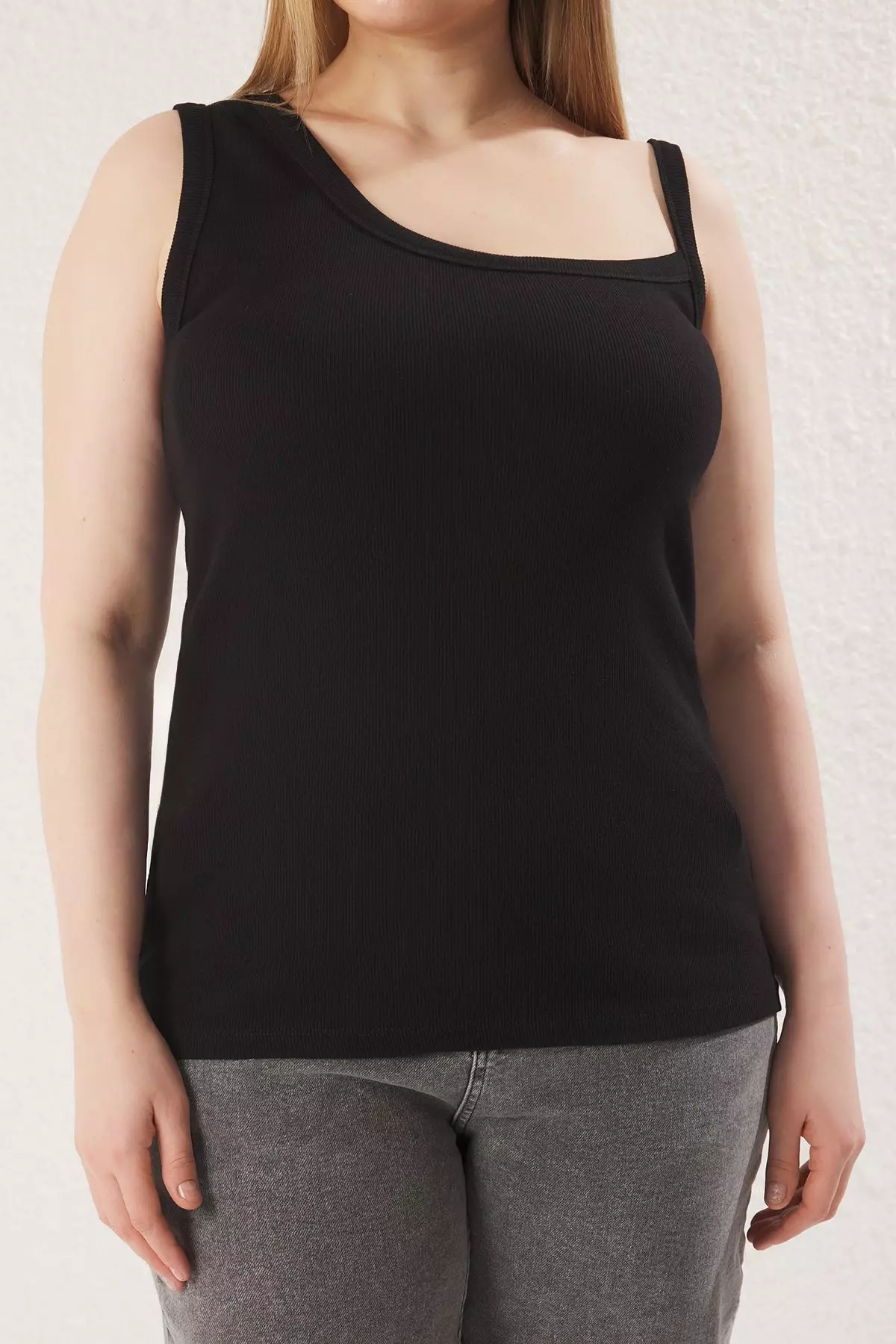 Plus Size Cotton Asymmetrical Tank Top