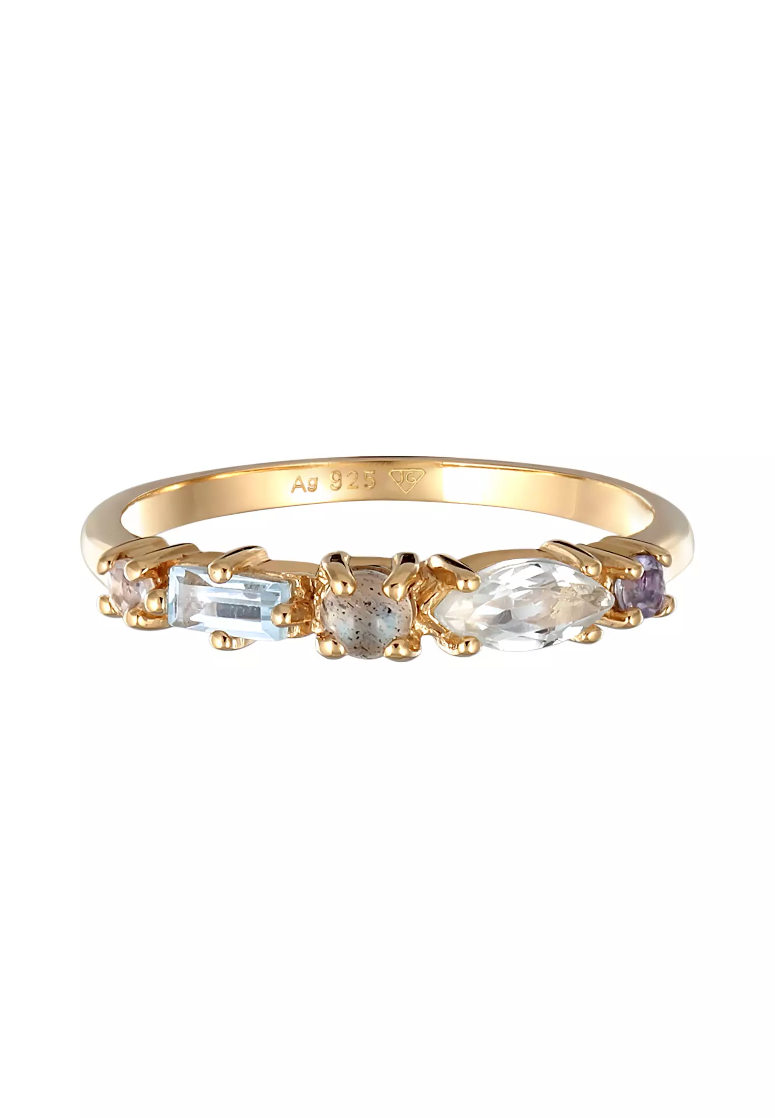 Ring Memoire Classic Topaz, Moonstone And Amethyst Gold Plated