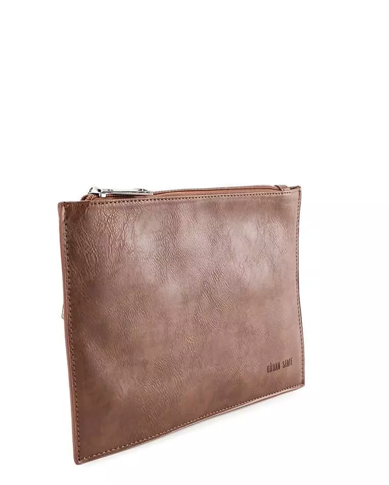 Distressed Leather Slim Pouch Clutch