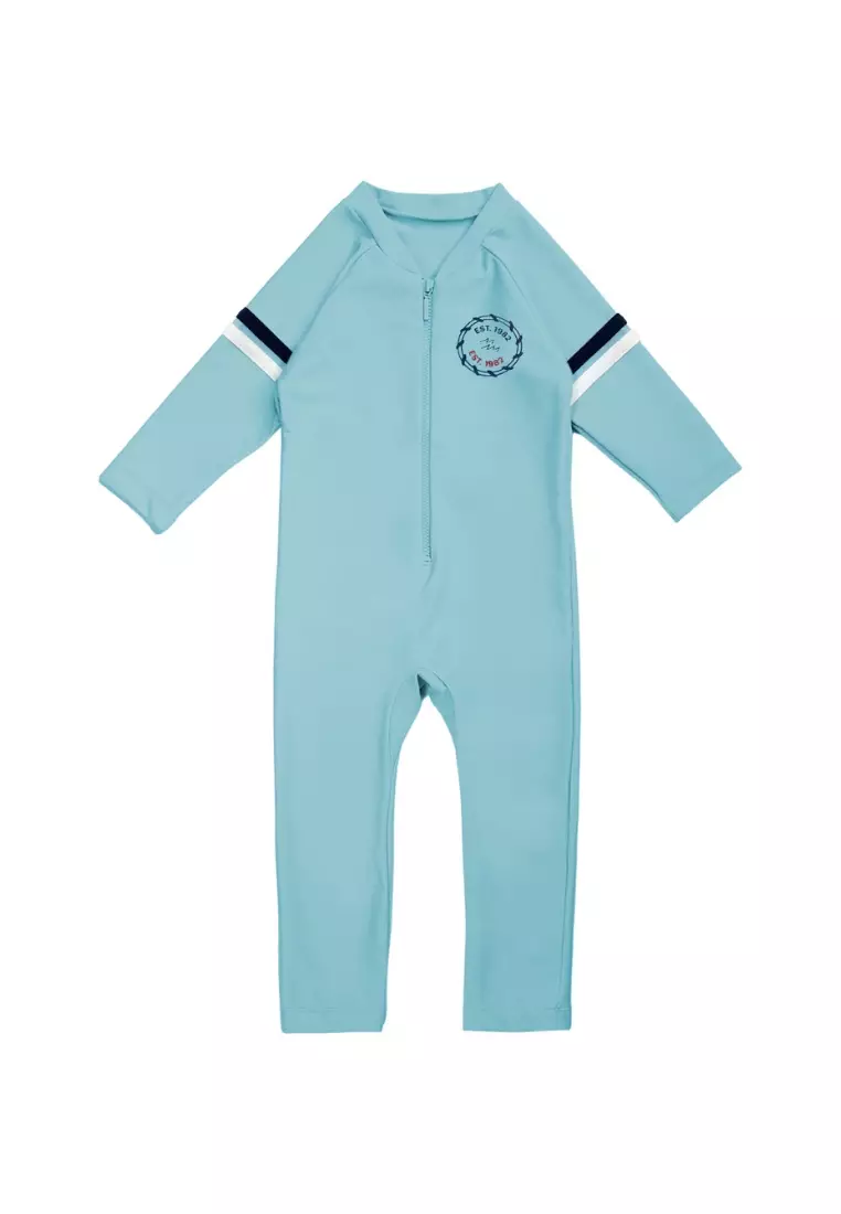 Bleu Marine Long Diving Swimwear, Baju Renang Anak - Canal Blue