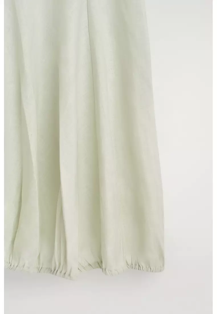ELASTICATED-HEM LINEN MAXI DRESS