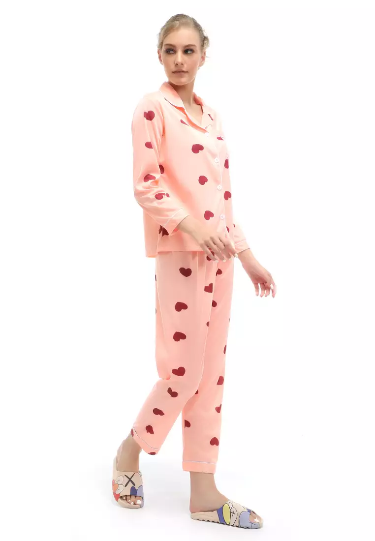 Vance Piyama Baju Tidur Wanita Sweet Heart One Set Material Polyester ORIGINAL - Pink