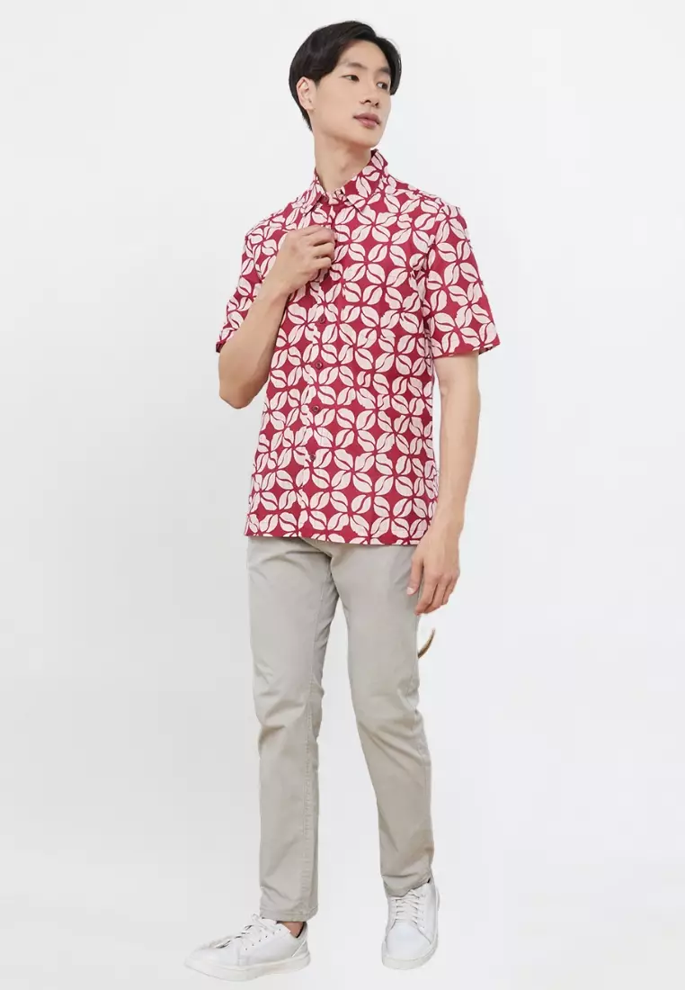 Kemeja Batik Merry Kawung Maroon