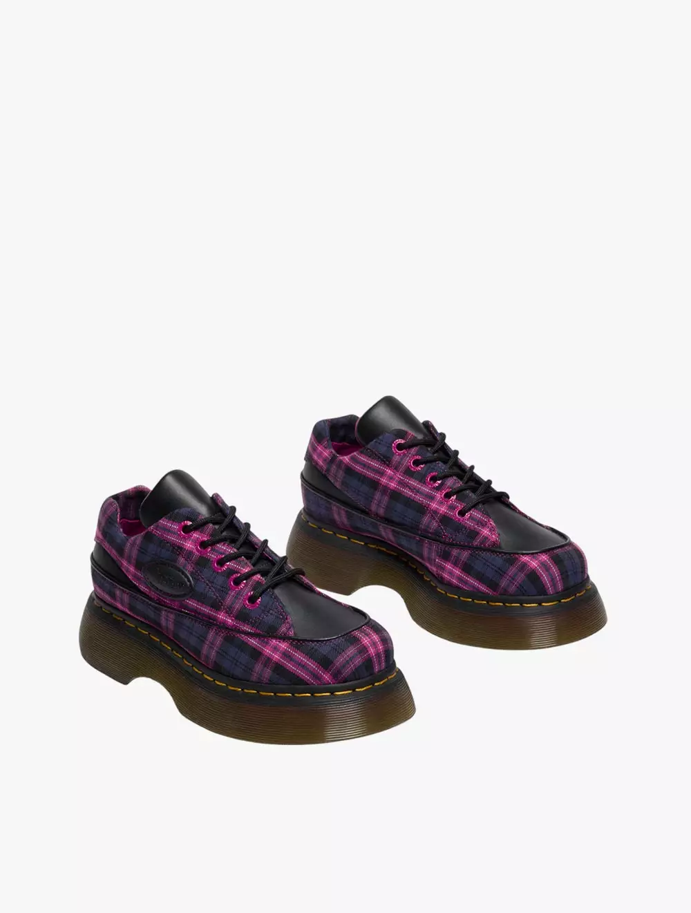 Dr. Martens Buzz 5i 5 Eye Shoe Black+Pink Multi Tartan Woven+Sendal
