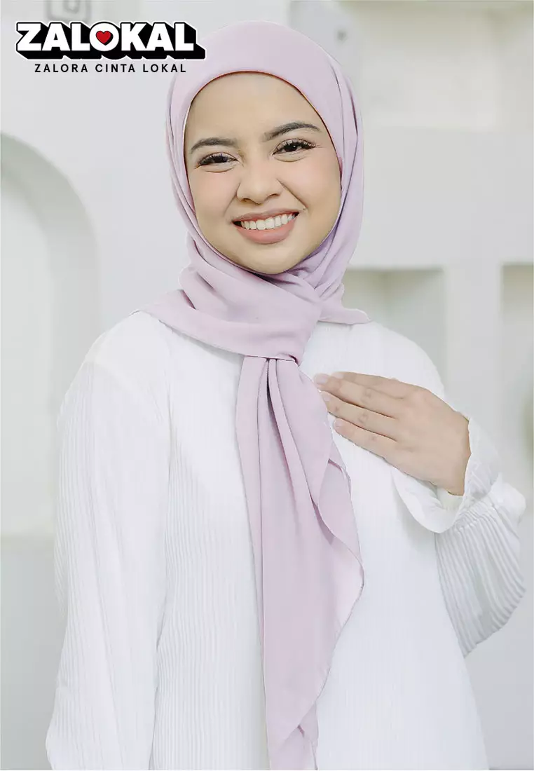 Polly Cotton (Hijab Segiempat Bella Square) Soft Lilac