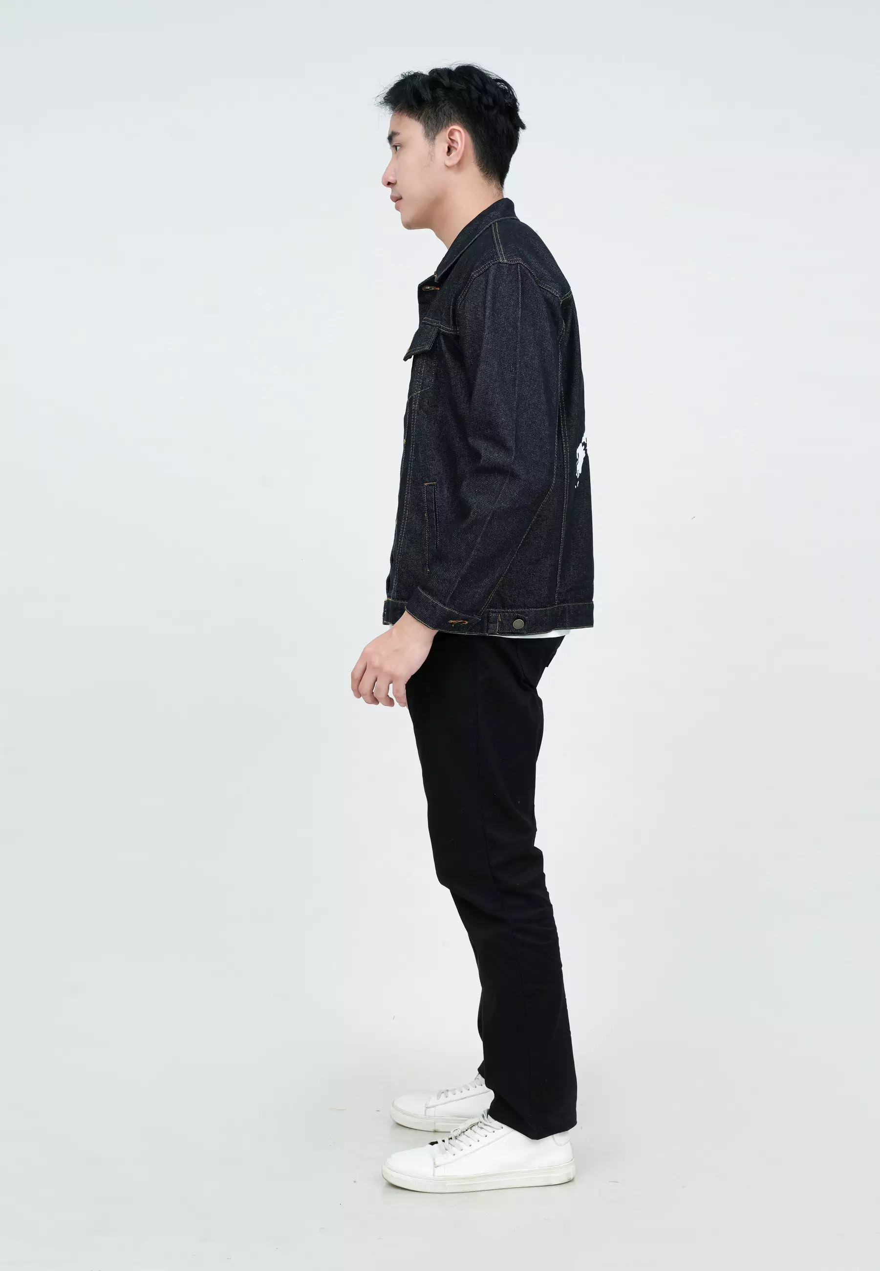 Houseofcuff Jaket Jeans Pria Motif Japan Jaket Denim Biru Gelap