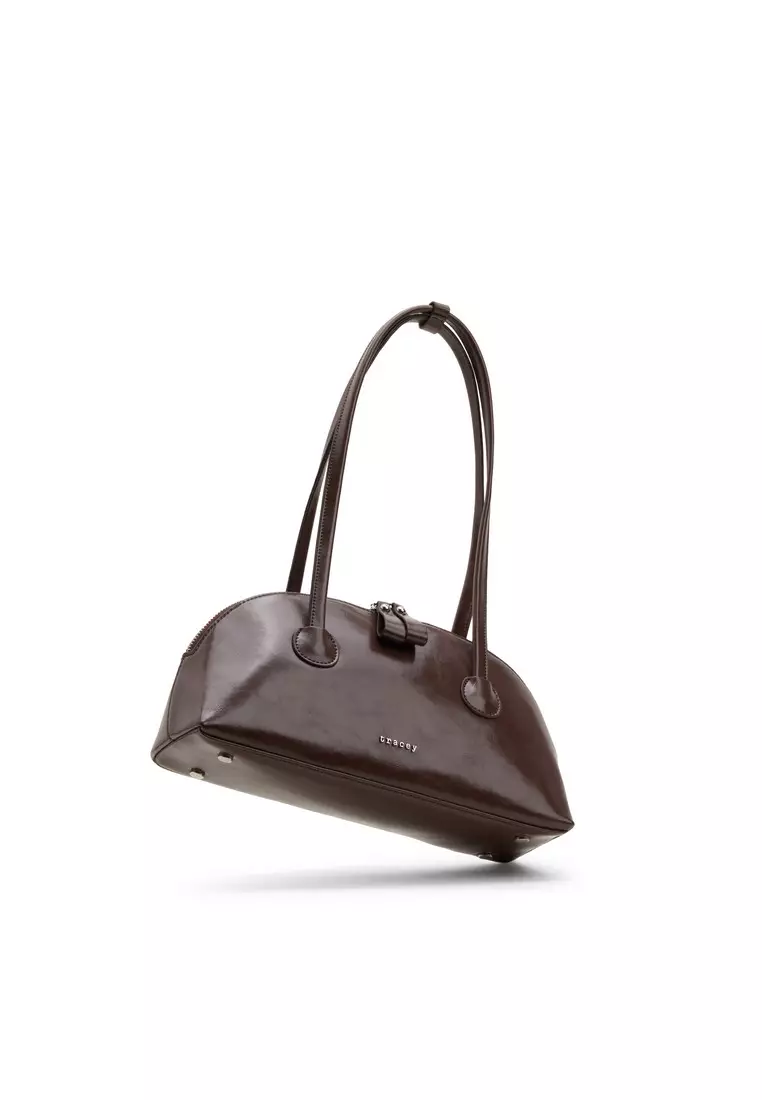 Tracey Long Strap Glossy Baguette Shoulder Bag