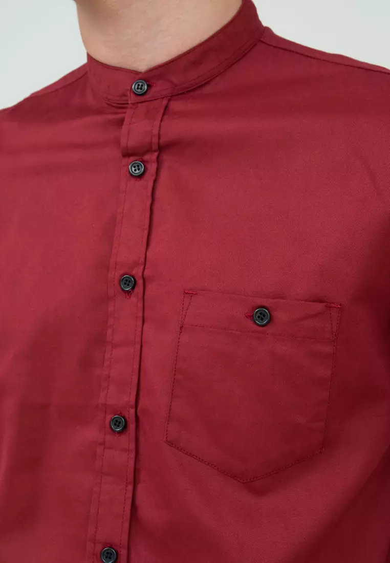 Houseofcuff Baju Koko Kemeja Lengan Pendek Pria Maroon