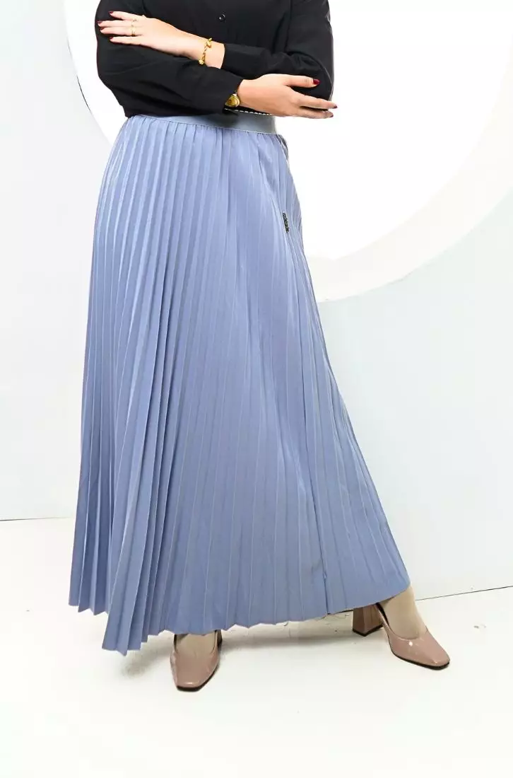 Silver blue shop pleated skirt