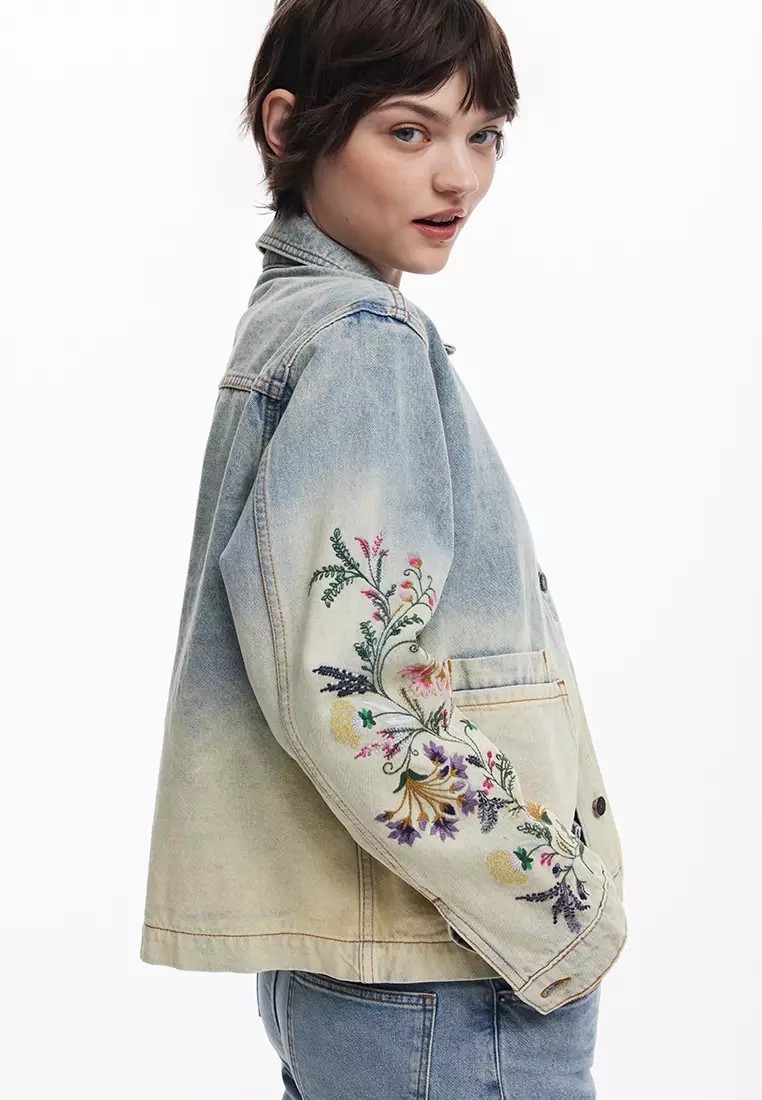 Floral denim jacket