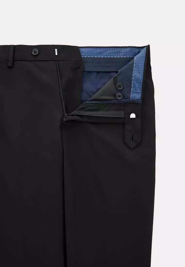 基本款黑色修身西裝褲