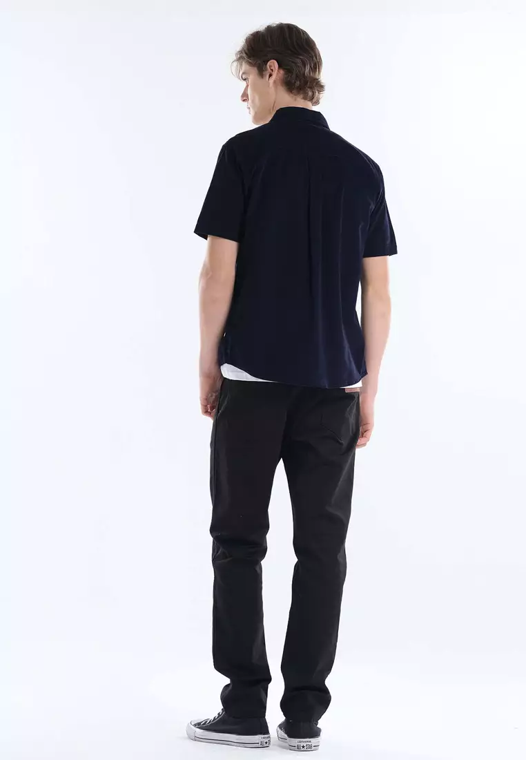 Button Down Short Sleeve Polo for Men in Navy Color