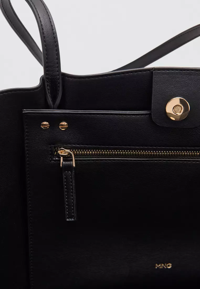 Shopper Bag with Metallic Details