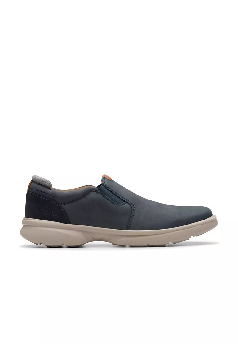 Buy CLARKS Mens Bradley Ease Slip On Shoes Navy Nubuck 2025