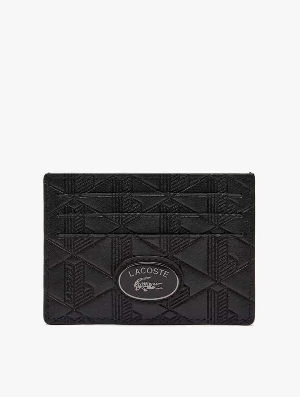 Leather Monogram Print Card Holder - Black