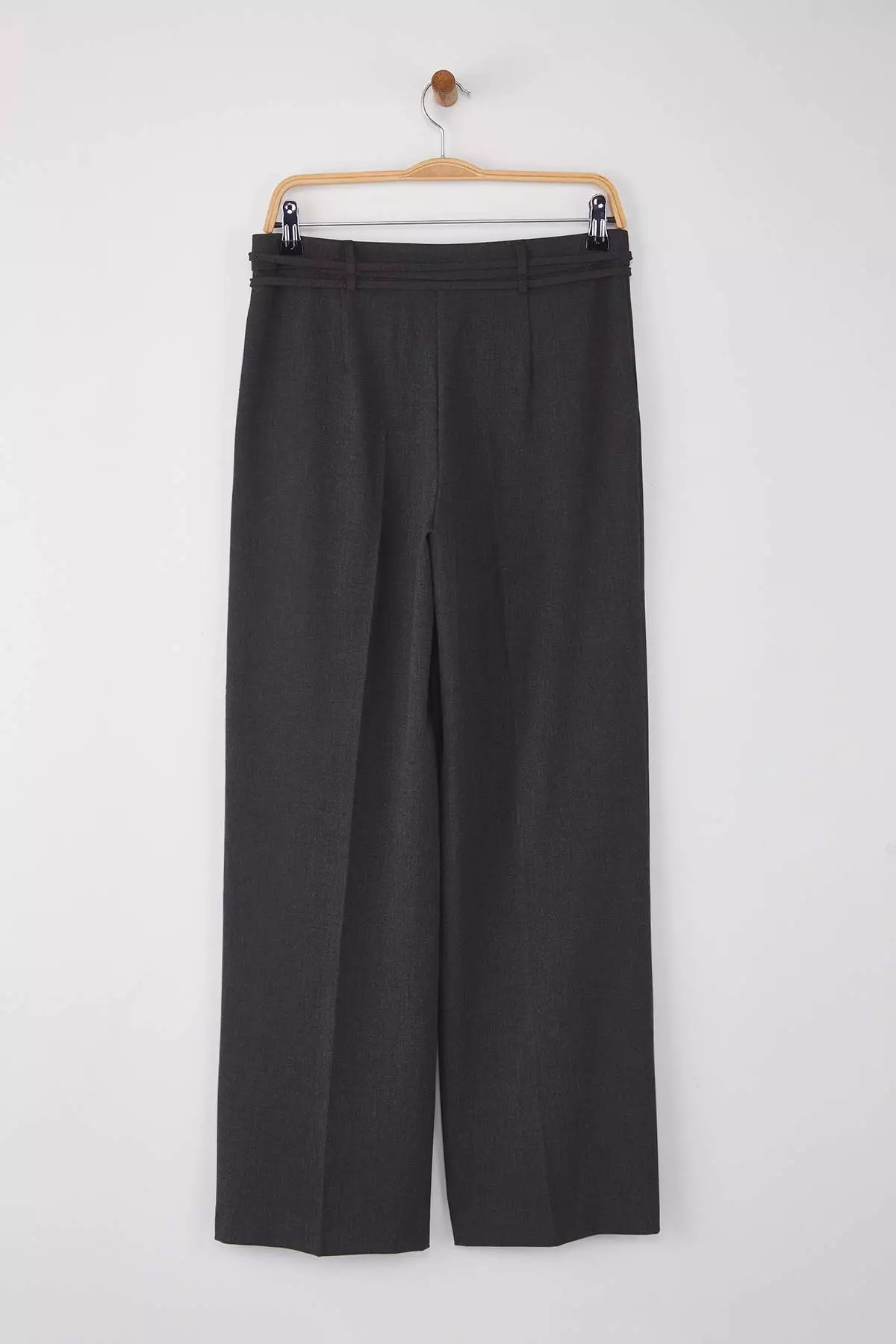 Anthracite Lace Detailed Low Waist Wide Leg Pants