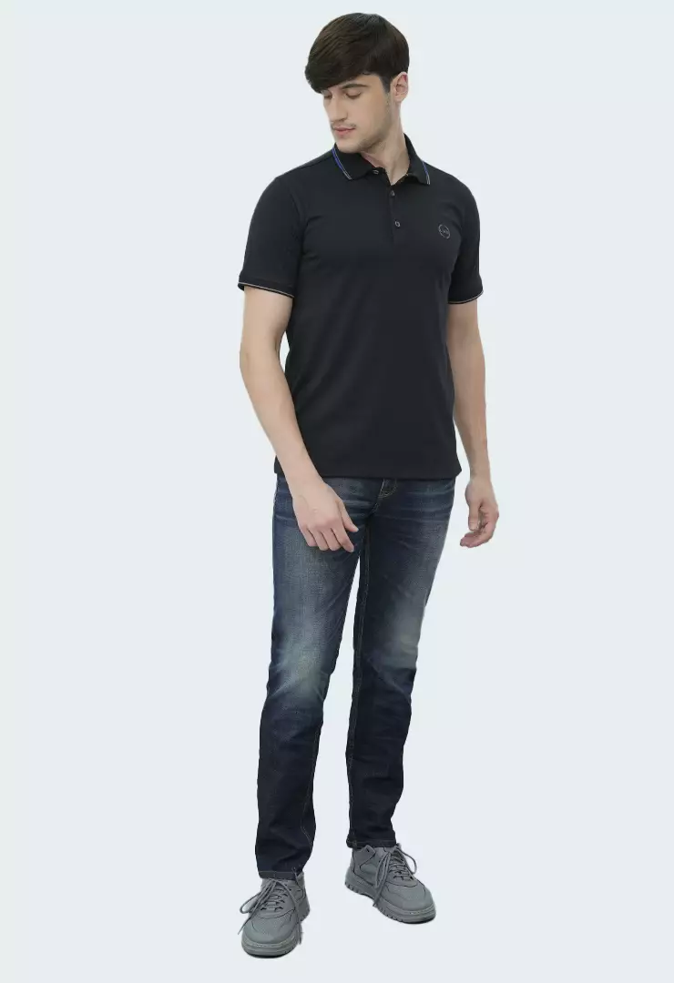 LGS - Kaos Polo Casual Pria Lengan Pendek Kerah Wangky Warna Hitam Slim Fit - JWS.325.J3406F.33.C