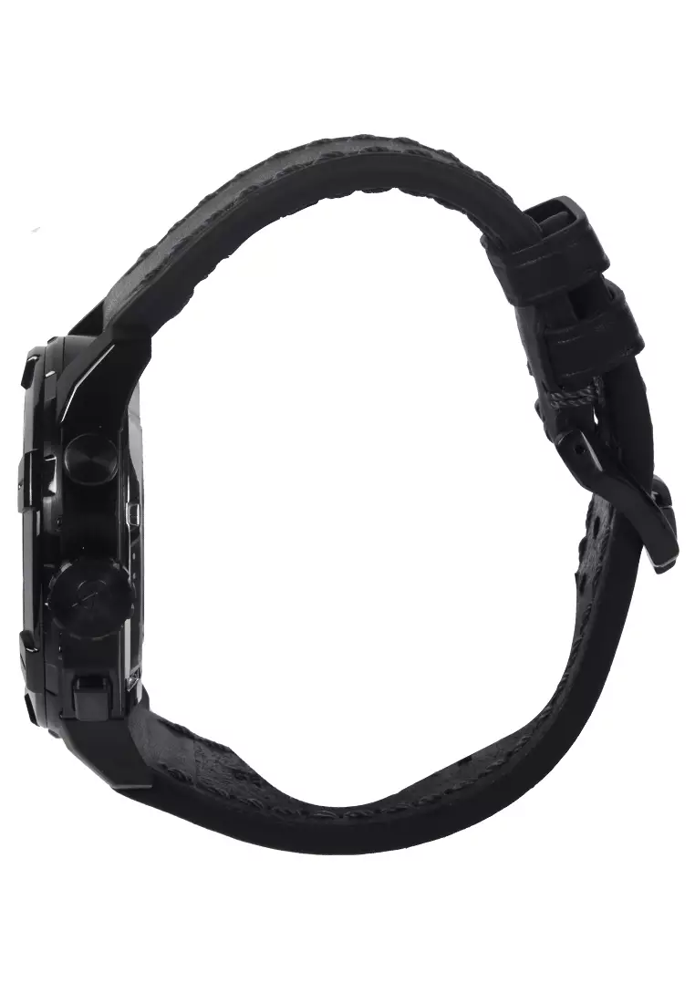 Alexandre Christie - Jam Tangan Chronograph Pria - Black - Leather Strap - 6588 MCLIPBA