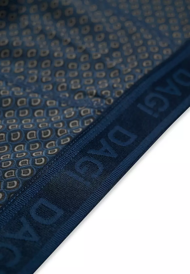 Navy Basic Boxer, Geometric Patterned, Regular Fit, Underwear for Men