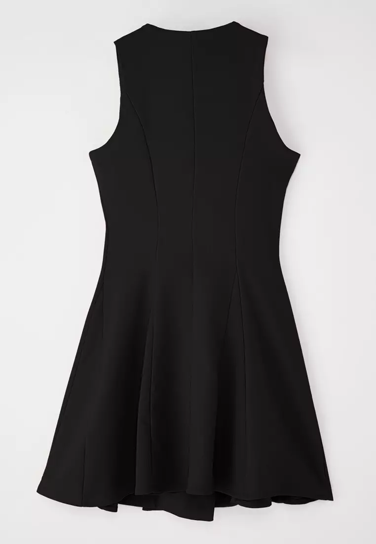 Black Buttoned Mini Woven Jacket Dress TWOSS25EL00117