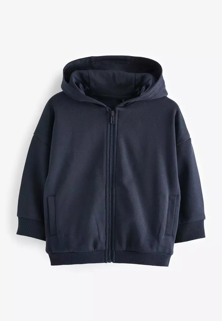 Navy Blue Basic Oversized Zip Through Hoodie ASOS DESIGN Essential