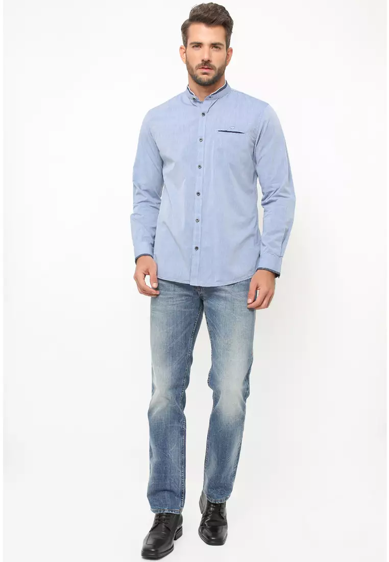 LGS - Baju Koko - Lengan Panjang - Logo LGS - Satu Kantong - Biru - JSH.385.S940KF.262.C L/S