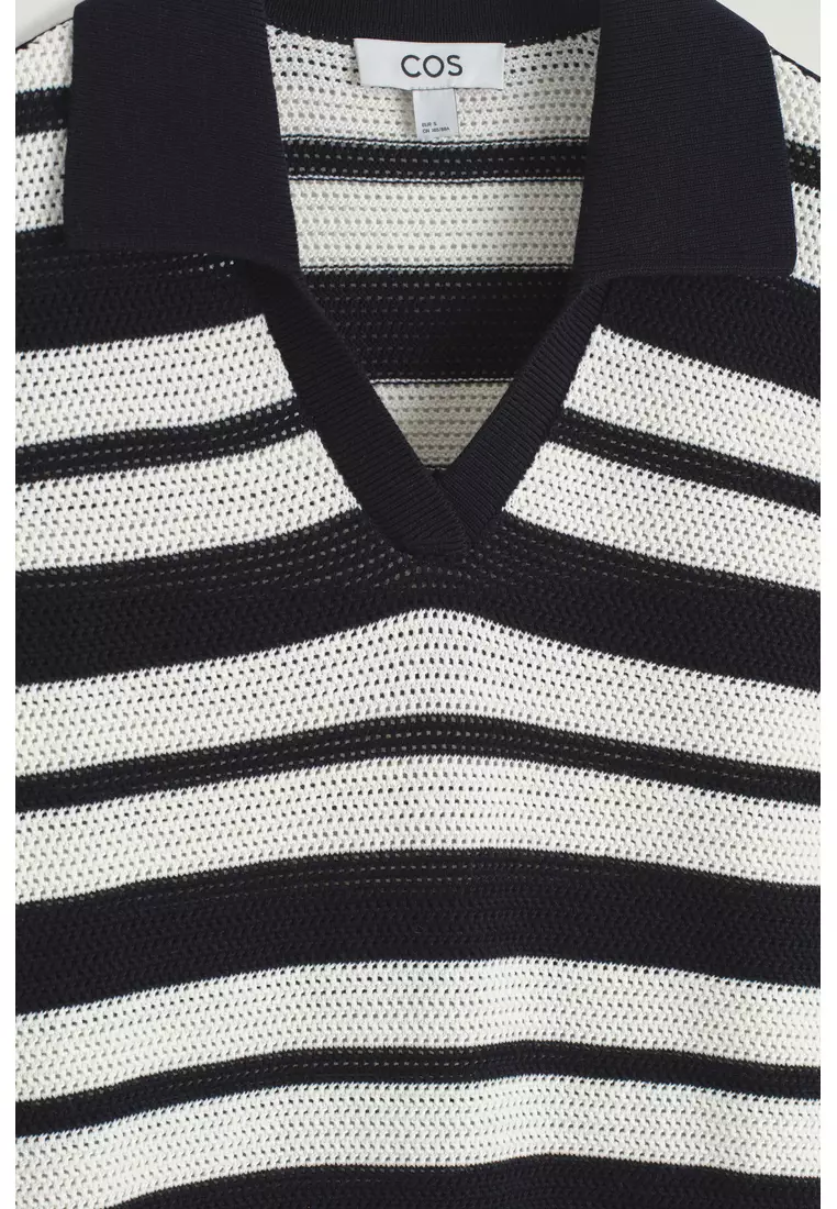 OPEN-KNIT POLO MINI DRESS